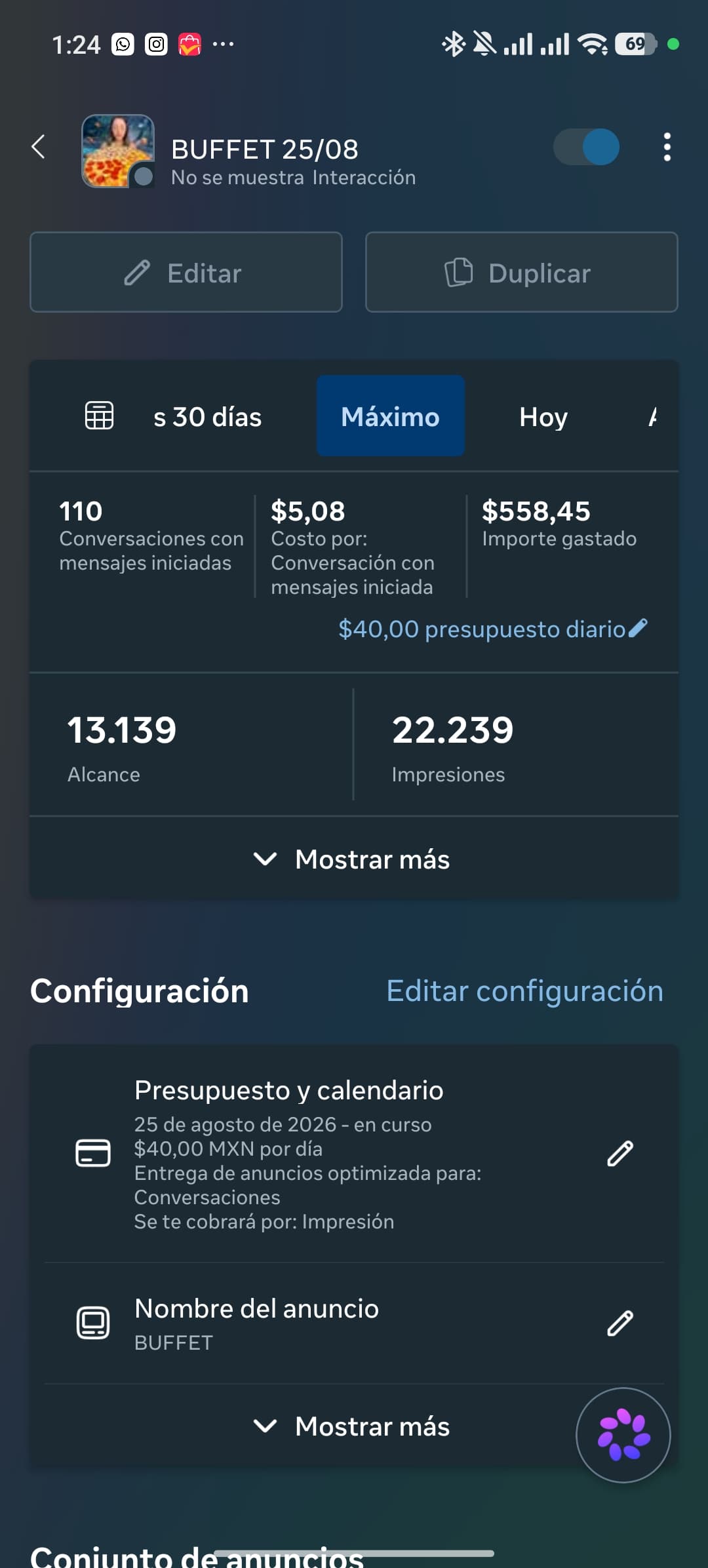 Captura de resultados de campaña 1